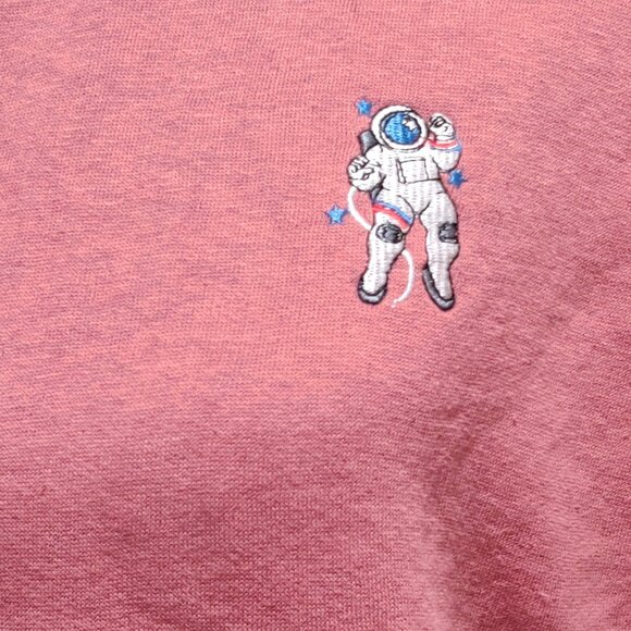 Eighty Eight M Mauve Pink Crewneck Sweatshirt Astronaut Embroidery Pullover Cozy - Picture 5 of 7
